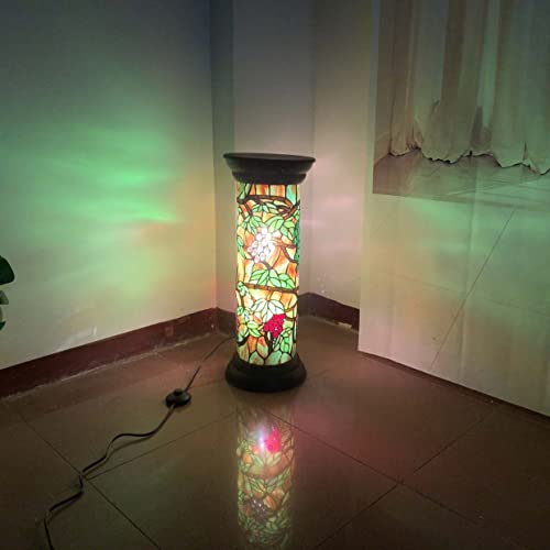 Bieye L10769 Grape Vine Tiffany Style Stained Glass Pedestal Floor Lamp - 28 inches Tall
