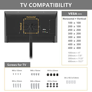 TVON Mobile Dual TV Stand for Four 32-65 Inch Screens, Rolling Cart with Wheels, Tilt Mount - Holds 132 lbs