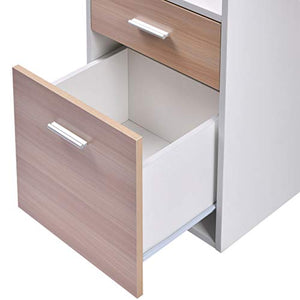 HOMCOM 54" Multi-Level Modern Design Home Office Desk with 3 Storage Shelves & 2 Pull-Out Drawers, Oak