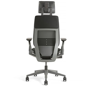 Steelcase Gesture Office Desk Chair with Headrest Plus Lumbar Support Cogent Connect Licorice Fabric Standard Black Frame Hard Floor Caster Wheels Hard Floor Caster Wheels