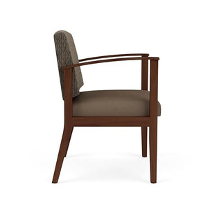 Lesro Amherst Wood Reception Wide Guest Chair in Walnut/Adler & Castillo Brown