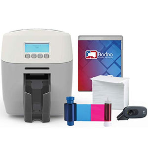 Magicard 600 Single Sided ID Card Printer & Complete Supplies Package with Bodno ID Software - Silver Edition