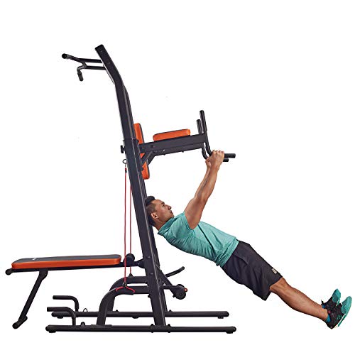 HARISON Multifunction Power Tower Pull Up Dip Station with Bench Adjustable Height for Home Gym Strength Training Fitness Equipment , Dip Stands, Pull Up Bars, Push Up Bars, VKR