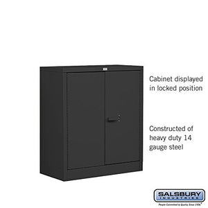 Salsbury Industries Counter Height Heavy Duty Storage Cabinet, Unassembled, Black