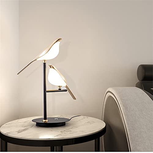 OUFULA Nordic Bird Table Lamp Rotatable LED Creative Decor for Desk Living Room Bedroom Lights (2 Birds)