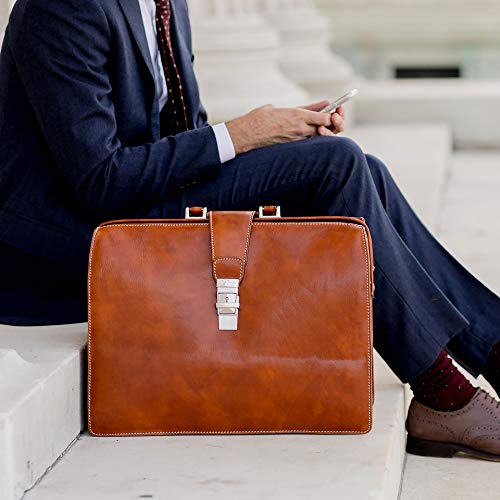 Floto Ciabatta Italian Leather Briefcase Attache (Olive (Honey) Brown)