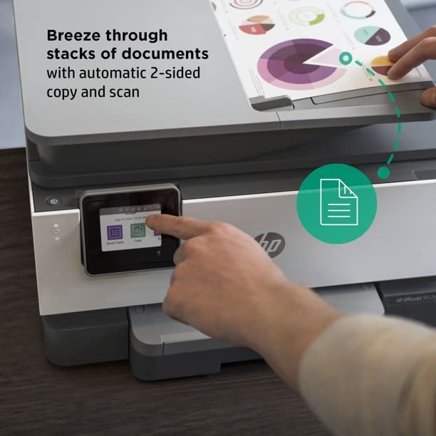 HP OfficeJet 9012e All-in-One Wireless Color Inkjet Printer, 2-Sided Printing Coping and Scaning, 35 Sheets ADF, WiFi USB Bluetooth Connectivity, 4800 x 1200 dpi, Black White, W/Silmarils Cable