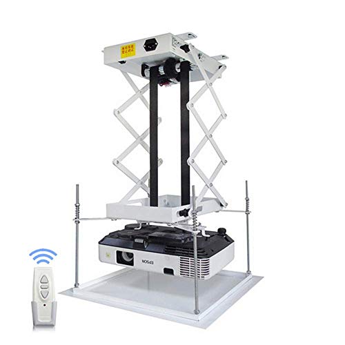 CGOLDENWALL Electric Projector Lift Motorized Projector Mount Projector Hanger Electric Ceiling Mount Bracket for Cinema Hall School Max Load 20kg/ Base Plate 600X600mm (Running Distance: 0.7 M)