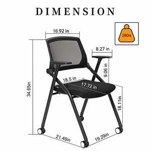 VACYOVKE 6 Pack Conference Room Chairs with Wheels - Mid-Back Guest Reception Set