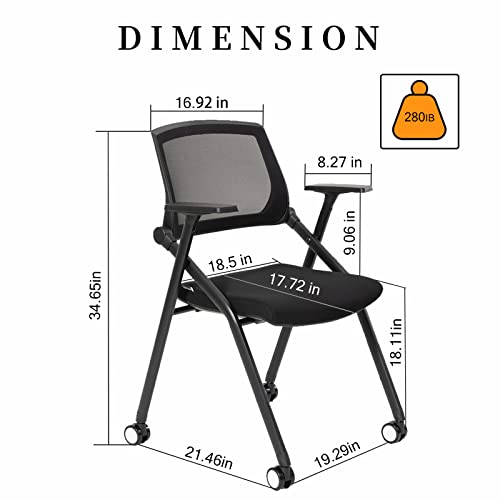 VACYOVKE 6 Pack Conference Room Chairs with Wheels - Mid-Back Guest Reception Set