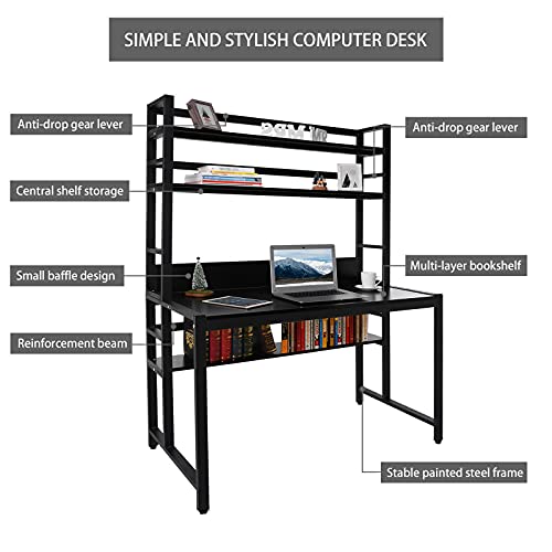 ADHW Home Student Study Computer Desk w/Bookcase Office Writing Table Workstation