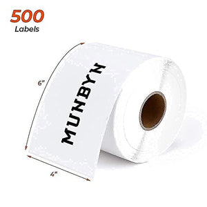 MUNBYN Thermal Label Printer, with Pack of 500 4x6 Roll Labels,High Speed Direct USB Thermal Barcode 4×6 Shipping Label Printer Marker
