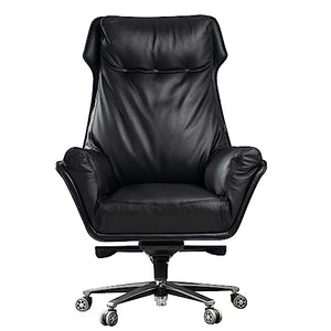 Kinnls Austin Executive Chair Black Genuine Leather Reclining High Back Desk Chair