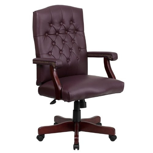 BizChair Martha Washington Burgundy LeatherSoft Executive Swivel Office Chair with Arms