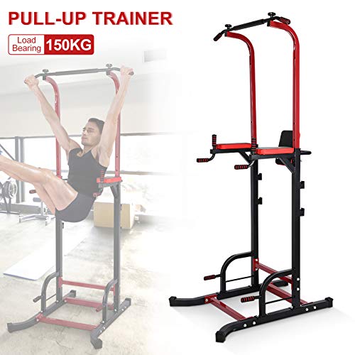 Power Tower Dip Station Pull Up Bar Adjustable Multi-Function Home Gym Fitness Equipment for Strength Training Workout Equipment, 330LBS