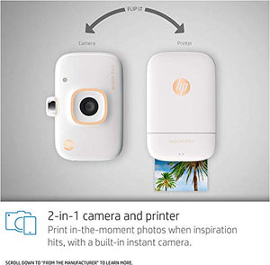 HP Sprocket 2-in-1 Portable Photo Printer & Instant Camera, print social media photos on 2x3" sticky-backed paper (2FB96A), 2:1 White, 4.8 x 3 x 1.1