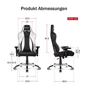 AKRacing Masters Series Premium Gaming Chair with High Backrest, Recliner, Swivel, Tilt, 4D Armrests, Rocker and Seat Height Adjustment Mechanisms with 5/10 Warranty - Carbon Black