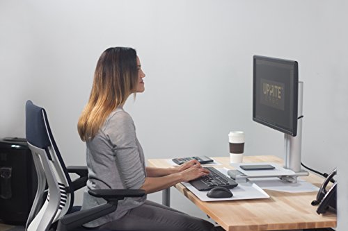 Uprite Ergo Sit2Stand Desktop Height Adjustable Workstation - Single Monitor - Silver/White