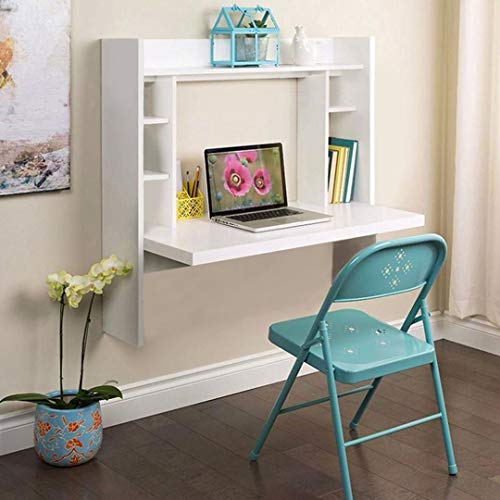 2021 New Floating Desk Shelf Hanging Desk,Anti-Fall,Wall Mounted Computer Desks for Small Space,Compact Workstation Drop-Leaf Table Home Office Table for Laptop PC Notebook, White, US
