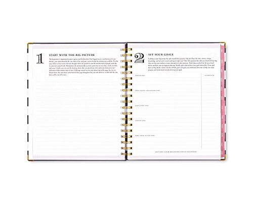 Day Designer for Blue Sky 2017-2018 Academic Year Weekly & Monthly Planner, Twin-Wire Bound, 8" x 10", Navy Stripe Hardcover