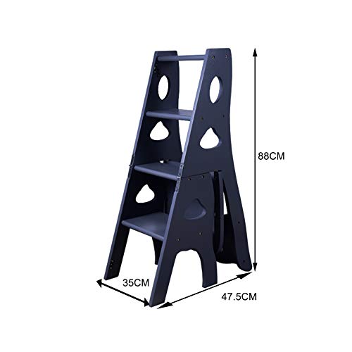 QDY 4-Step Convertible Folding Library Ladder Chair - Multifunctional Climbing Stool