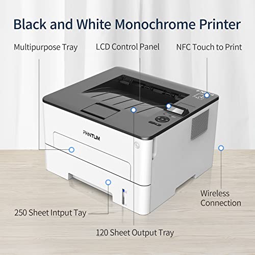 Monochrome Laser Printer Black and White Laser Printer Wireless Small Computer Printer with Auto Duplex 2-Sided Printer Home Use with Mobile Printing and School Student, 30ppm Pantum P3012DW