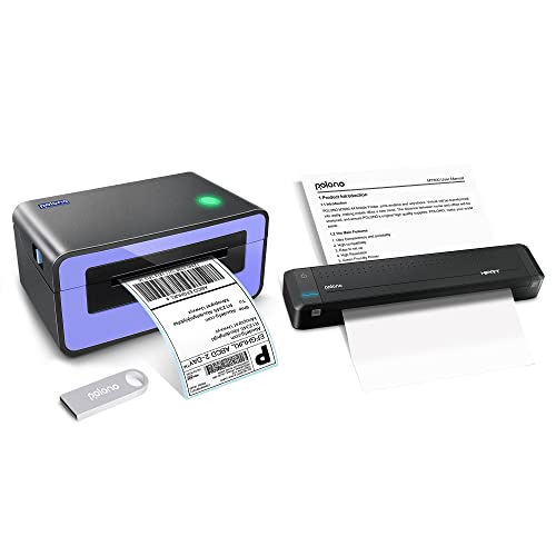 POLONO Label Printer - 150mm/s 4x6 Thermal Label Printer, POLONO MT800 Portable Printer, Support 8.5''×11'' Printer Paper, Support Android, iOS, Compatible with Amazon, Ebay, Etsy, Shopify and FedEx