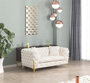 Generic Modern Living Room Set in Cream Wood - 2 Piece