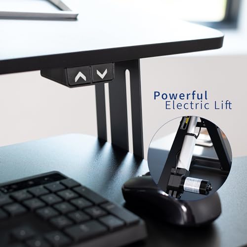 VIVO Electric Motor Desk Converter 42 inch, Height Adjustable Riser, Sit to Stand Workstation, Black - DESK-VE42B