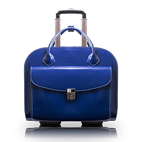 McKlein Granville, Top Grain Cowhide Leather, 15" Wheeled Ladies' Laptop Briefcase, Navy (96147A)