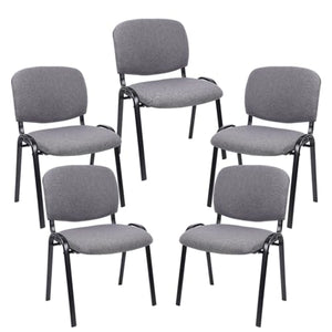 CLATINA Upholstered Stacking Chairs Set of 5 Grey - Office/School/Church Guest Chairs