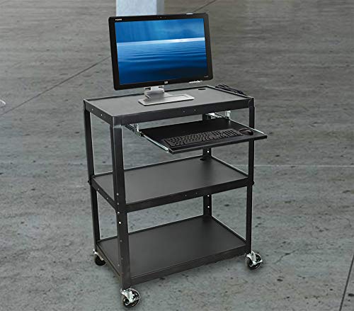 Luxor - Extra-Large Adjustable-Height Steel AV Cart with Pullout Keyboard Tray
