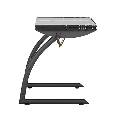 SD STUDIO DESIGNS Triflex Drawing Table, Sit to Stand Up Adjustable Office Home Computer Desk, 35.25" W X 23.5" D, Charcoal Black/Clear Glass