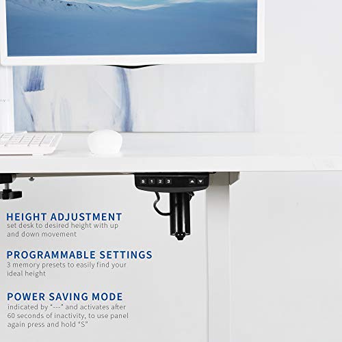 VIVO Electric Stand Up Desk Frame, DIY Workstation, Frame Only, Single Motor Ergonomic Standing Height Adjustable Base with Memory Controller, White, DESK-E-100W
