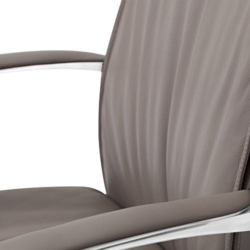Forbes Genuine Leather Aluminum Base High Back Executive Chair - Light Grey