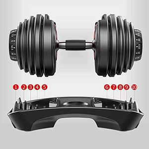 VEICAR 88lbs Adjustable Dumbbell,10lb-88lb Fast Adjust Weight Dumbbell,Training Weights Gym Equipment for Man and Women Exercise Dumbbell (Single)