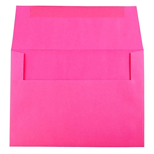 JAM PAPER A7 Colored Invitation Envelopes - 5 1/4 x 7 1/4 - Ultra Fuchsia Hot Pink - Bulk 1000/Carton