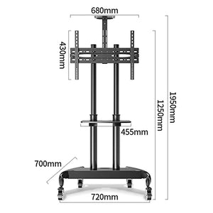 UPGENT Free Lifting Mobile TV Cart for 32"-65" LED LCD Plasma TV - Adjustable Height TV Trolley Stand with AV