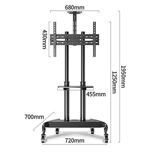 ALcorY Free Lifting Mobile TV Cart for 32"-65" LED LCD Plasma TV - Adjustable Height Trolley Stand with AV