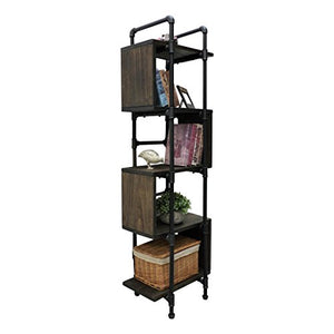 FURNITURE PIPELINE OW1-BL/BL/BL Tucson Modern Industrial Etagere Bookcase Display