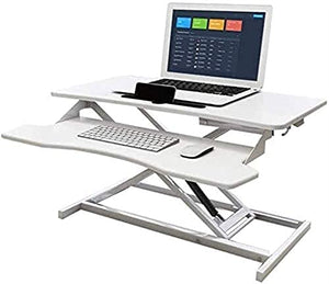 SMSOM Standing Desk Converter, Ergonomic Sit Stand Desk Riser, Adjustable Height, Home Office Computer Workstation (Black/White)