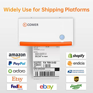 K Comer Shipping Label Printer 150mm/s High-Speed 4x6 Direct Thermal Label Printing for Shipment Package 1-Click Setup on Windows/Mac,Label Maker Compatible with Amazon, Ebay, Shopify, FedEx,USPS,Etsy