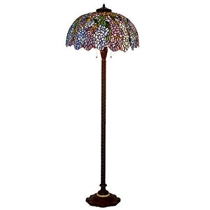 HT Tiffany Style Wisteria Floor Lamp 65" Tall Handmade Stained Glass Shade