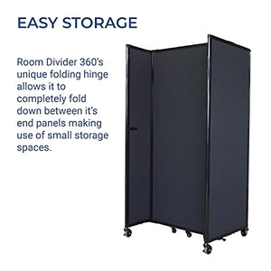 VERSARE Room Divider 360 Portable Partition Privacy Wall | Freestanding Office Dividers | Locking Wheels | 25' x 7'6" Dark Gray Sound Absorbing