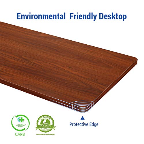 Crank Height Adjustable Computer Laptop Standing Desk with 55 x 28 inches Tabletop Stand up Desk Frame and Desktop Workstation(Black+55" Mahogany)