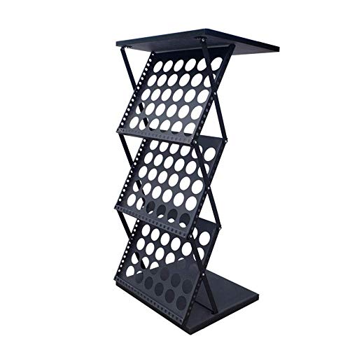 Brochure Holder Folding Data Stand Vertical Floor-Standing Book Rack Display Stand - Black 47.5x39x101cm