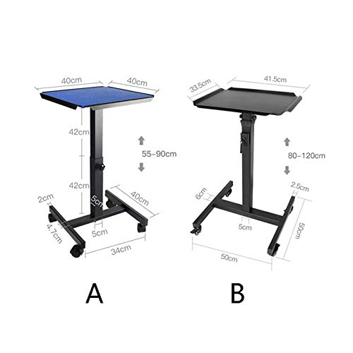 Mobile Projector and Laptop Stand, Rolling Cart with Tray - Heavy Duty, Height Adjustable Presentation Trolley for Projectors - Black