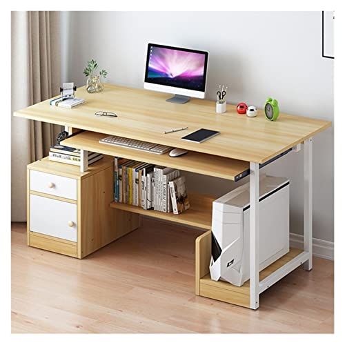 BinOxy Computer Desk with Keyboard Tray, CPU Holder, Storage Drawers, and Shelves - Multifunctional Home Office Writing Table