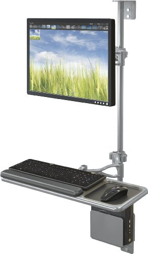 Balt Sit Stand Wall Mount Workstation with Single Monitor Arm, 90377, 51.25"H x 25.63"W x 31"D