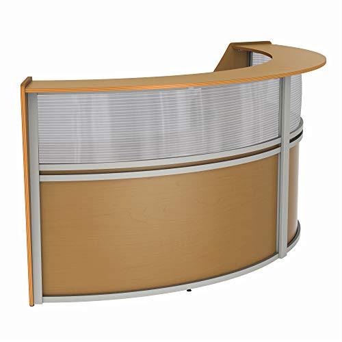 Linea Italia Curved Office Reception Desk Counter, 2 Panel, 124" x 49", Maple